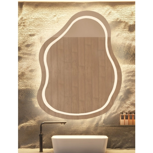 Lustro łazienkowe o nieregularnym kształcie - STONE LED II